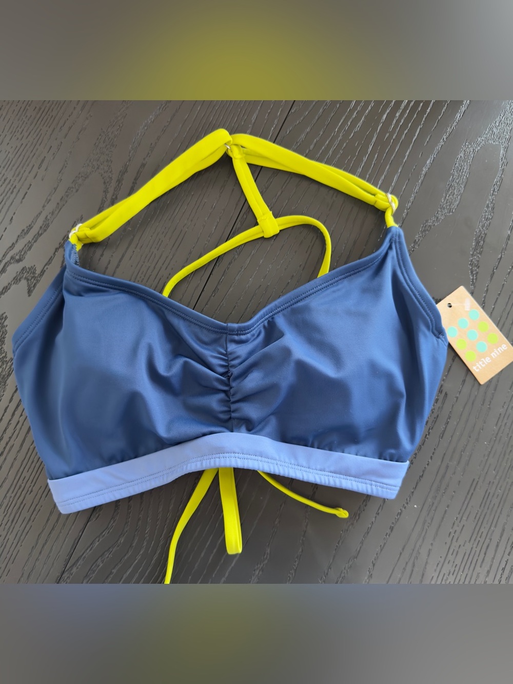 NWT Title Nine Tidal Rave Underwire Bikini Top 32D Blue Lime